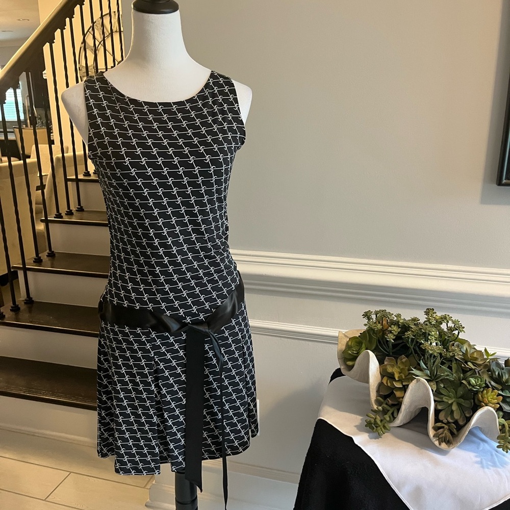 Arden B Black and White Geometric Mini Dress